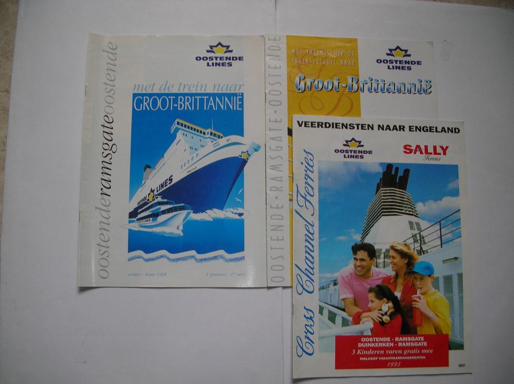 Oostende Lines – 3 Brochures, Collections, Marine, Enlèvement ou Envoi, Comme neuf, Bateau à moteur, Livre ou Revue
