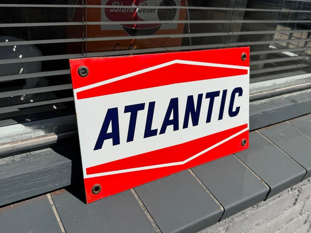 ATLANTIC emaille reclamebord, Verzamelen, Ophalen of Verzenden, Gebruikt, Reclamebord