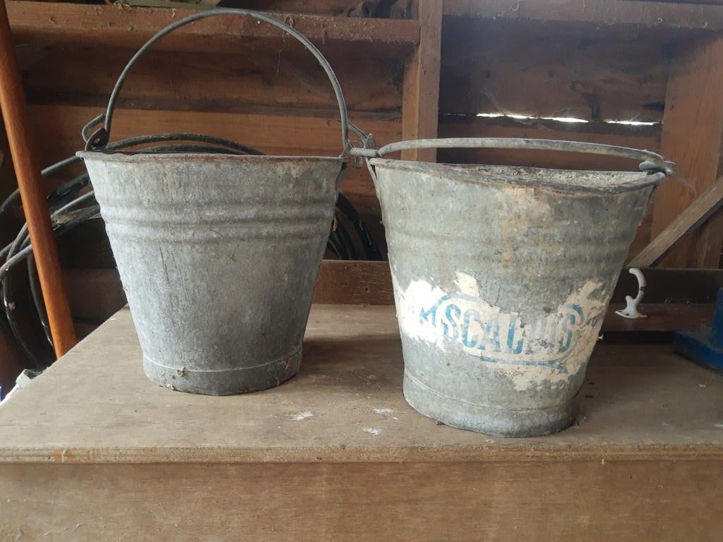 2 vintage ijzeren emmertjes, Tuin en Terras, Ophalen