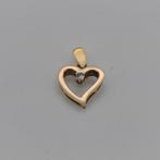 Gouden hart hanger 14k 585 met diamant, Ophalen of Verzenden, Zo goed als nieuw, Hart, Met edelsteen