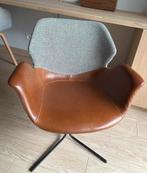 Stoel Zuiver. Zitting in bruine lederlook, leuning in stof, Enlèvement, Utilisé, Synthétique, Brun