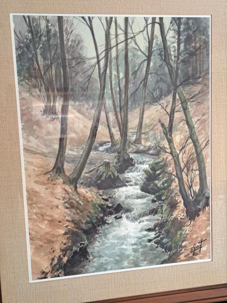 Zeer mooie aquarel van Edouard GENOT, Antiek en Kunst, Kunst | Schilderijen | Klassiek, Ophalen