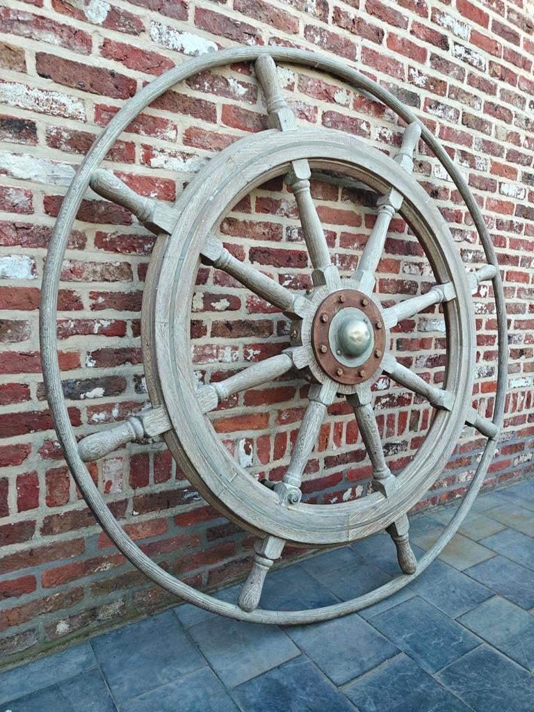 Antiek eiken houten scheepsroer 140 cm maritieme decoratie, Collections, Marine, Enlèvement