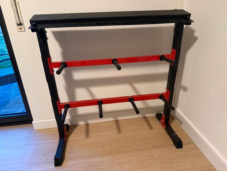 Fitness halterrek / dumbbell rek + opslag voor halterstangen, Sport en Fitness, Fitnessmaterialen, Gebruikt, Halterschijven, Armen