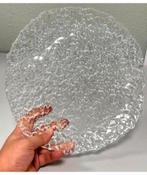 Grande assiette en verre vintage, bol de service verre 28cm, Enlèvement ou Envoi, Comme neuf, Rond, Autres matériaux