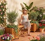 Tuinbank met 2 plantenbakken 150x30x40 cm massief acaciahout, Tuin en Terras, Tuinbanken, Verzenden, Nieuw, Hout