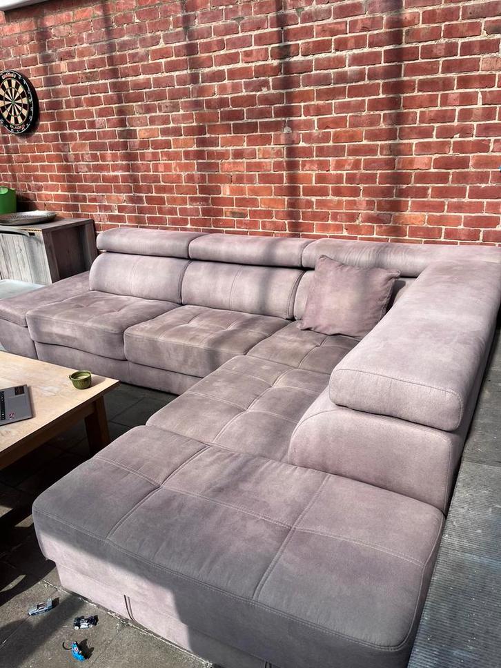 Grijze hoekzetel, Maison & Meubles, Canapés | Coins salons complets, Comme neuf, Tissus, Enlèvement