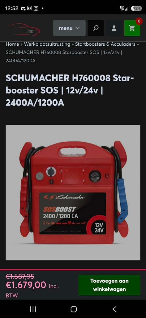 2 x Booster de démarrage PRO 12V / 24V – 2400A / 1200A, Enlèvement, Utilisé