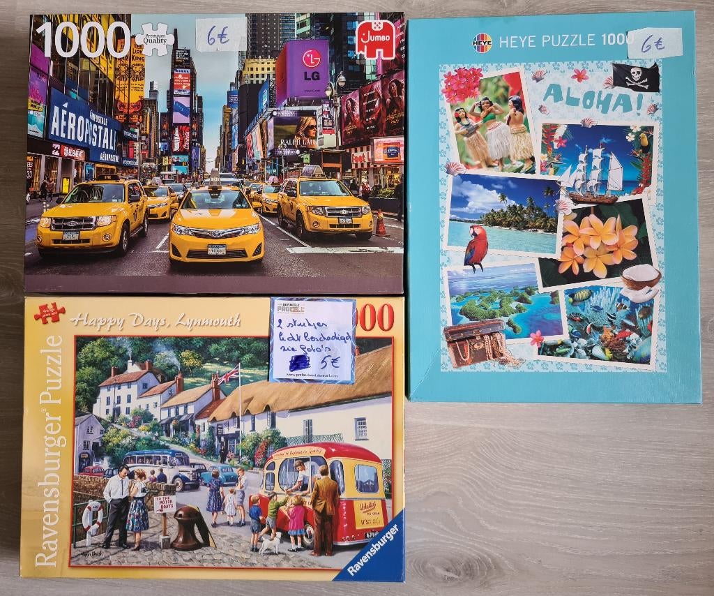 3 Puzzels (15€ samen) ook apart te koop, Hobby en Vrije tijd, Ophalen, 500 t/m 1500 stukjes, Legpuzzel