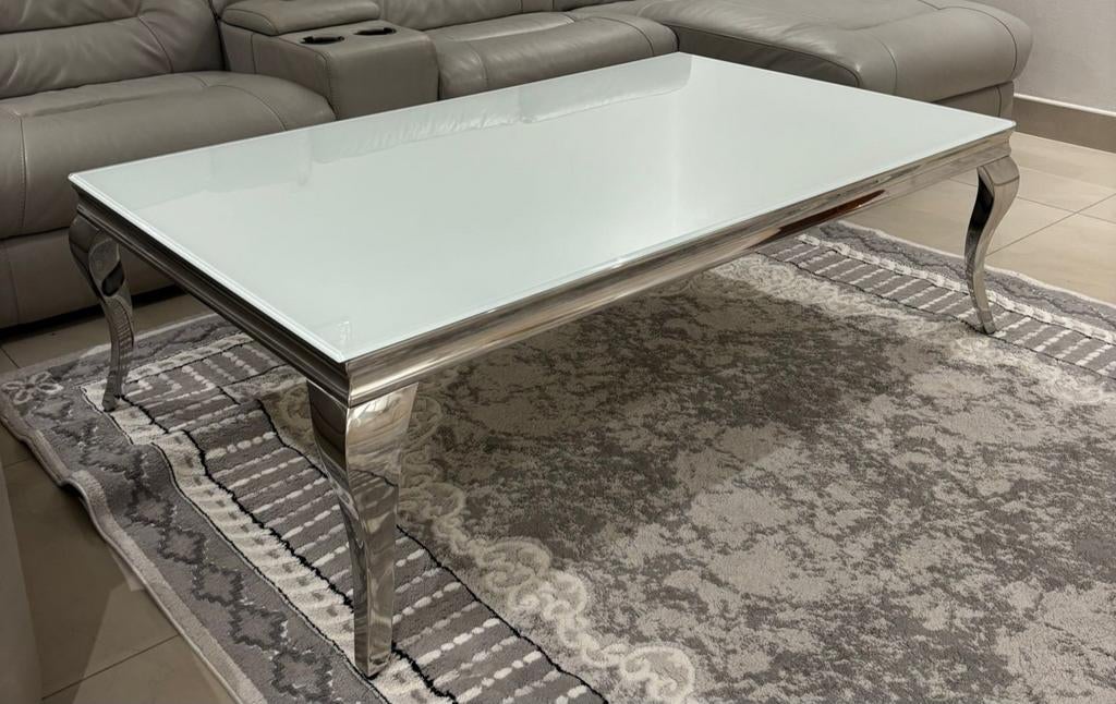 Mooie salontafel!, Maison & Meubles, Tables | Tables de salon, 150 à 200 cm, Comme neuf, Verre, Enlèvement