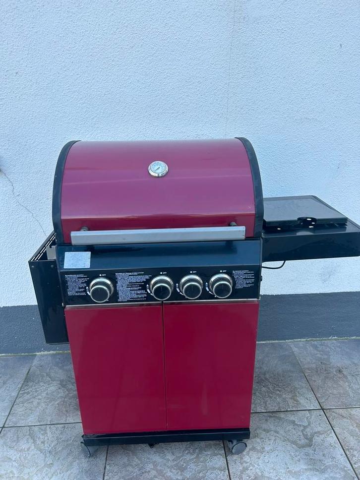 Barbecue à gaz avec brûleur latéral — rouge/noir, Jardin & Terrasse, Barbecues à gaz, Utilisé, Enlèvement