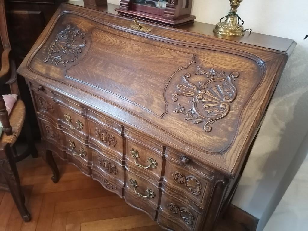 Middelgrote eikenhouten secretaressenkast, Huis en Inrichting, Kasten | Secretaires, Ophalen