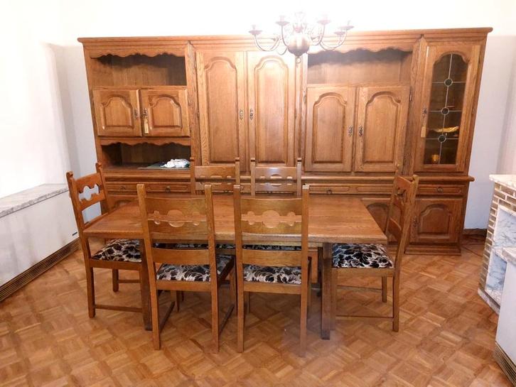 volledige massieve eiken eetkamer, Huis en Inrichting, Complete eetkamers, Gebruikt, Ophalen