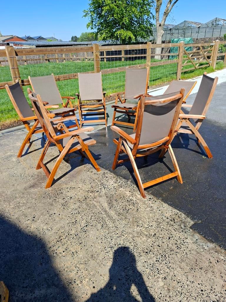 Tuinstoelen teak, Tuin en Terras, Ophalen, Verstelbaar