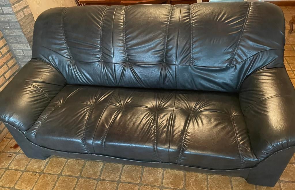 Te koop :Leder salon zo goed als nieuw!250€, Ophalen, Zo goed als nieuw