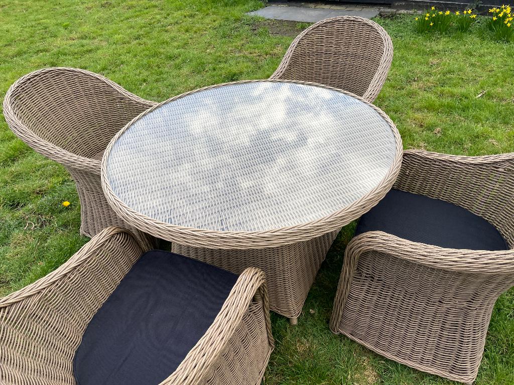 Tuinset ronde wicker, Enlèvement, Comme neuf, Osier, Salons de jardin