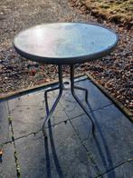Buitentafeltje met glazen blad, Tuin en Terras, Tuintafels, Ophalen, Gebruikt