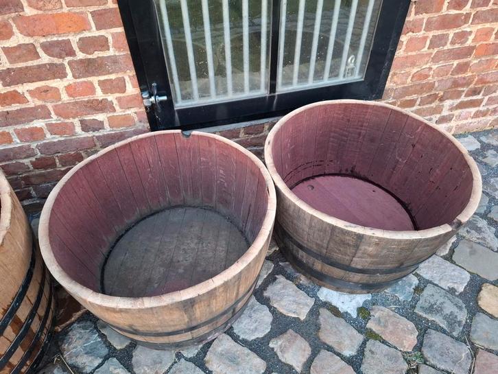 Halve bourgogne Eiken wijnton 44cm x 72cm! Bloembak TOPPER, Tuin en Terras, Bloembakken en Plantenbakken, Ophalen