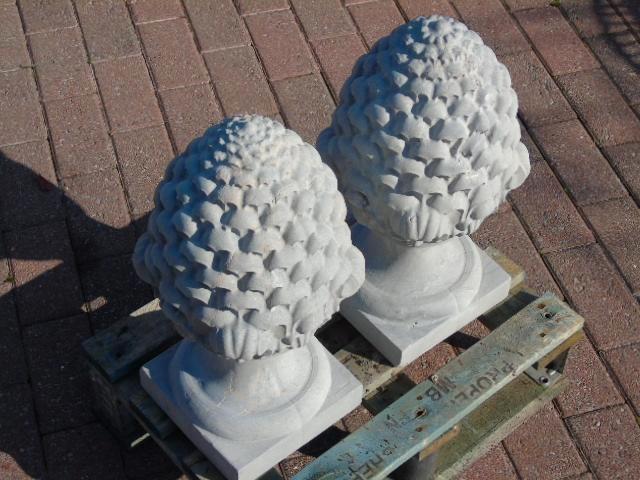 dennenappel, blauwe stenen kolomkop, het paar!, Tuin en Terras, Tuinwanddecoratie, Nieuw, Ophalen