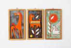 3 vintage keramieken tegels met dieren, Panos Valsamakis, Ophalen of Verzenden