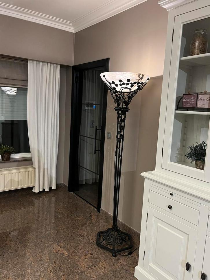 Art deco staanlamp albast / gietijzer, Huis en Inrichting, Lampen | Vloerlampen, 150 tot 200 cm, Ophalen