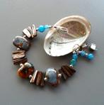 Handgemaakte armband voor dames in blauwe agaat en keramiek, Blauw, Nieuw, Ophalen of Verzenden, Met edelsteen