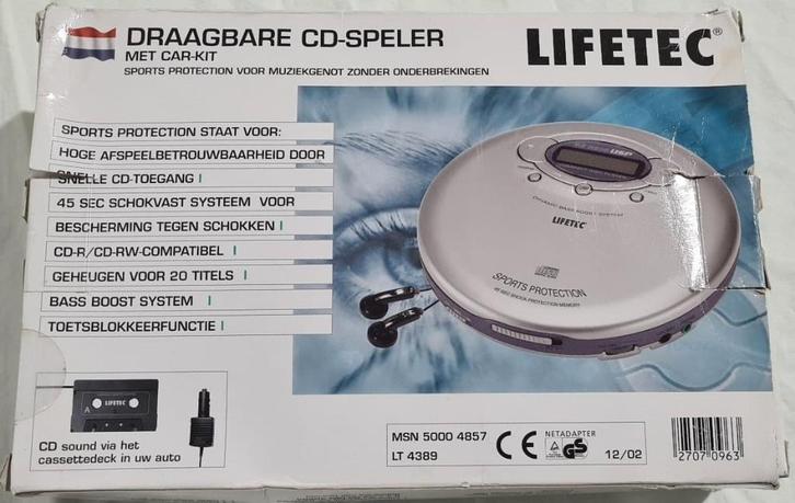Draagbare cd speler Lifetec, originele doos. 90s, getest, Audio, Tv en Foto, Cd-spelers, Zo goed als nieuw, Ophalen of Verzenden