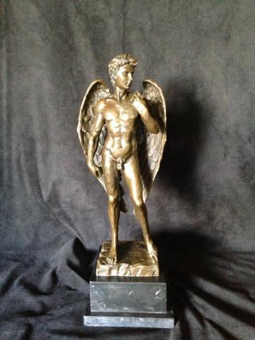 Bronzen David 39,5 cm gesigneerd/stempel zuiver groot brons beschikbaar voor biedingen