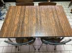 Keukentafel formica bruin chroom verlengbaar en 4 stoelen, Huis en Inrichting, Tafels | Eettafels, Ophalen, Gebruikt, 100 tot 150 cm