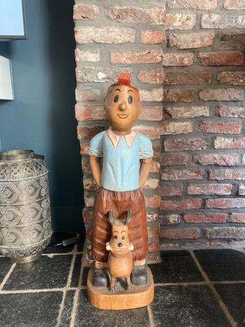 Kuifje en bobby uitgesneden in teakhout beschikbaar voor biedingen