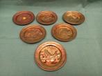 6 koper onderzetters, Antiek en Kunst, Ophalen, Koper