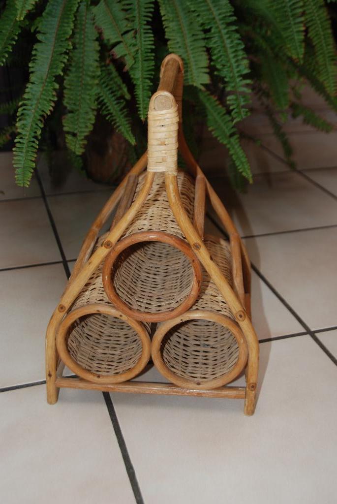 Oude rieten flessenhouder (3) In zeer goede staat!, Huis en Inrichting, Woonaccessoires | Wijnrekken, Zo goed als nieuw, Minder dan 50 cm