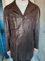 Herenjas van echt bruin leer, maat M, Kleding | Heren, Ophalen, Zo goed als nieuw, Maat 48/50 (M), Bruin