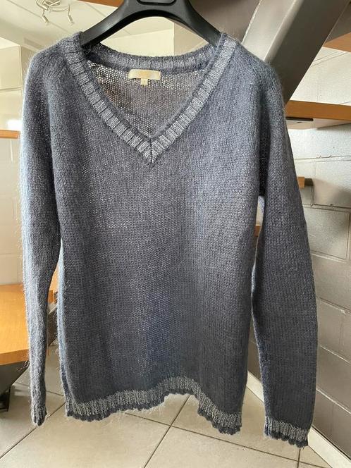 Grijsblauwe v-hals trui Jeff, met zilverdraad accenten, Kleding | Dames, Truien en Vesten, Ophalen of Verzenden