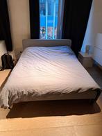 Bed Ikea, type Slattum (160x200), Huis en Inrichting, 160 cm, Grijs, Stof, Zo goed als nieuw