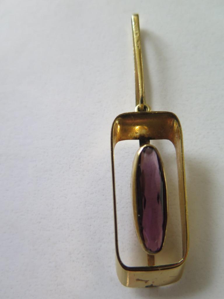 vergulde hanger, Handtassen en Accessoires, Kettinghangers, Gebruikt, Overige voorstellingen, Paars, Ophalen of Verzenden