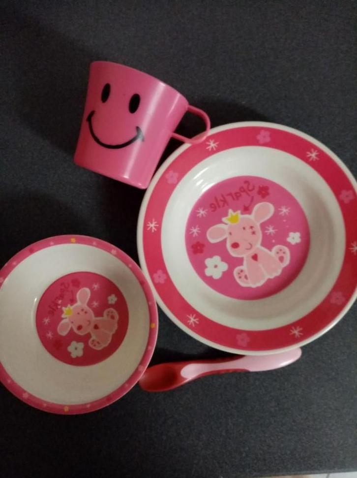 Sparkle : 3- delig eetset , kinderbord + kommetje + beker, Kinderen en Baby's, Babyvoeding en Toebehoren, Zo goed als nieuw, Overige typen