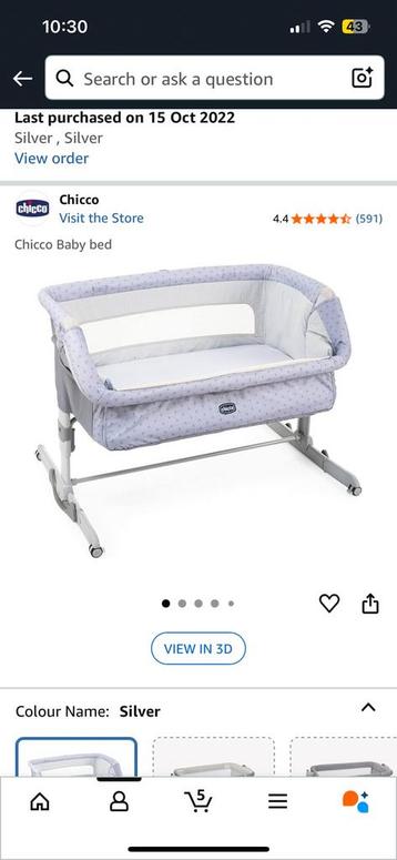 Chico Next-to-me dream cot, Enlèvement, Comme neuf, Lit