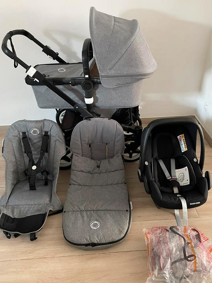 Bugaboo Buffalo kinderwagen Mélangé/Gray 3-in-1 Complete, Kinderen en Baby's, Buggy's, Zo goed als nieuw, Regenhoes, Ophalen