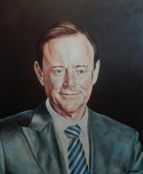 EIGEN OLIEVERFSCHILDERWERK EERSTE MINISTER DE WEVER, Antiek en Kunst, Kunst | Schilderijen | Klassiek, Ophalen
