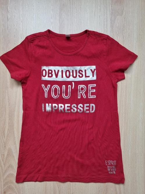 Rode T-shirt met opschrift - Esprit - maat 140-146, Kinderen en Baby's, Kinderkleding | Maat 146, Zo goed als nieuw, Meisje, Shirt of Longsleeve