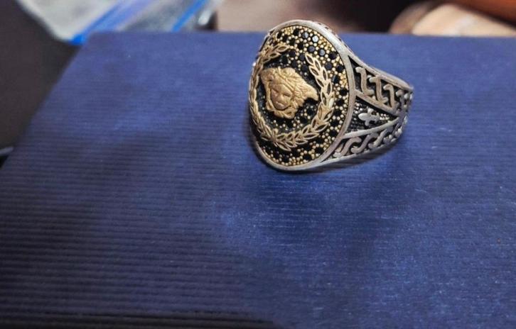 Versace Grande ring van echt zilver _ 925 voor heren, Handtassen en Accessoires, Ringen, Zo goed als nieuw, Heer, 20 of groter