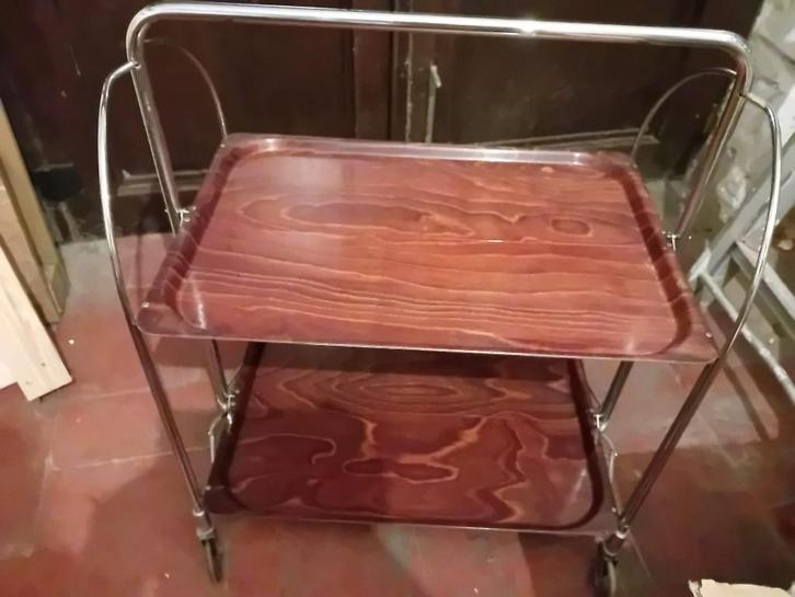 Vintage serveerwagen, Huis en Inrichting, Tafels | Sidetables, Gebruikt, 25 tot 50 cm, 50 tot 100 cm, Rechthoekig, Overige houtsoorten