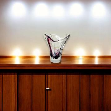 Kleine mauve en witte vaas van geblazen glas — Murano of VLS beschikbaar voor biedingen