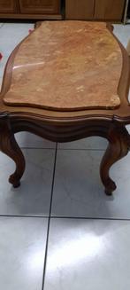table de salon en merisier et marbre, 50 tot 100 cm, Minder dan 50 cm, Rechthoekig, Rustique
