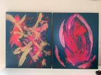 Abstracte schilderijen met gouden accenten Mk Art, Antiek en Kunst, Ophalen of Verzenden