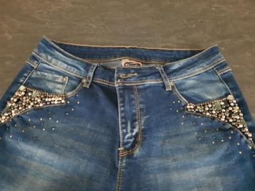 jeans blauw met parels, Enlèvement, Comme neuf, Bleu