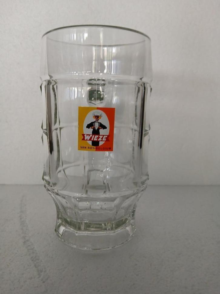 Vintage glazen mok van 0,5 l van VAN ROY WIEZE in perfecte, Verzamelen, Biermerken, Zo goed als nieuw, Pul(len), Overige merken