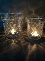 2 st glazen uitgesneden kaarsenhouders !, Ophalen, Overige materialen, Zo goed als nieuw, Kandelaar