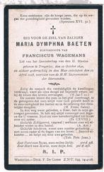 Bp. Baeten Maria. ° Tongerloo 1842 † Tongerloo 1918, Ophalen of Verzenden, Bidprentje